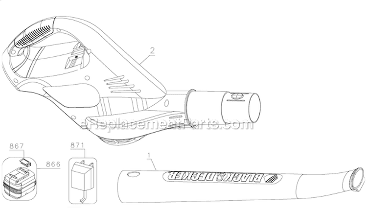 Page A Diagram and Parts List for NS118L Type 1 Black and Decker Leaf Blower / Vacuum